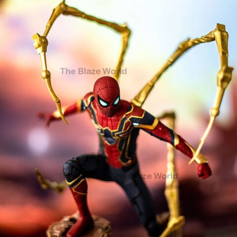 Spider-Man Standing on Stone Figure